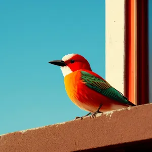 Vibrant Tropical Parrot Perched on Colorful Branch