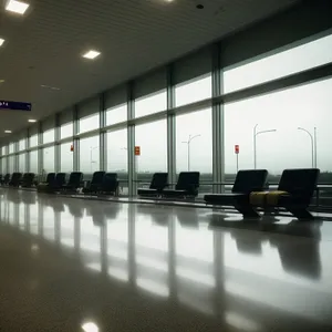Modern Hall Interior with Elegant Furniture and Glass Windows