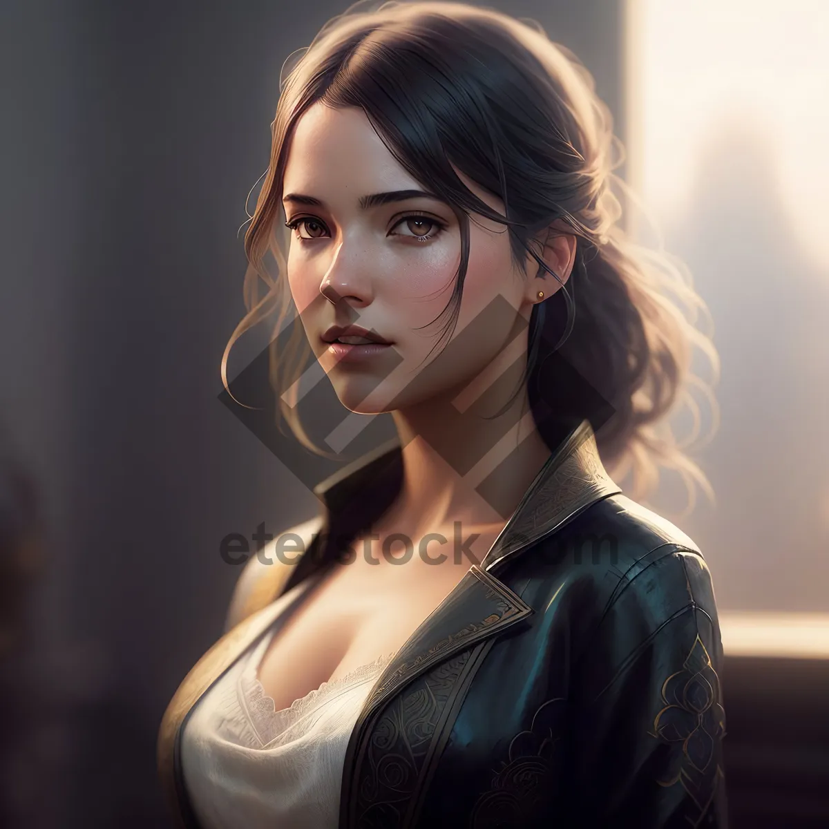 Picture of Smiling Black Hairbomb: Cute Princess Fashion Portrait