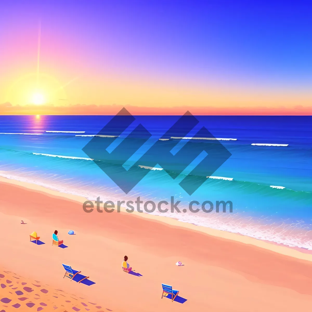 Picture of Idyllic Tropical Beach Sunset on Turquoise Seashore