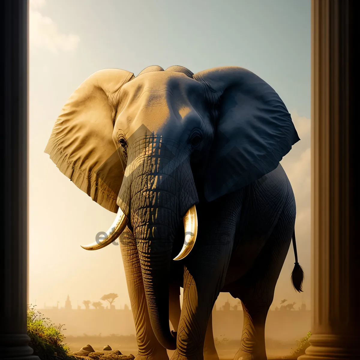 Picture of Majestic Elephant Silhouette in the Wild