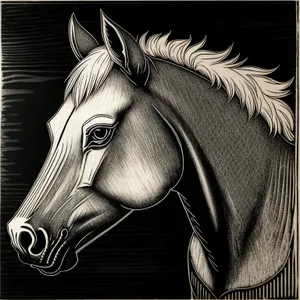 Black Stallion in Equine Headgear