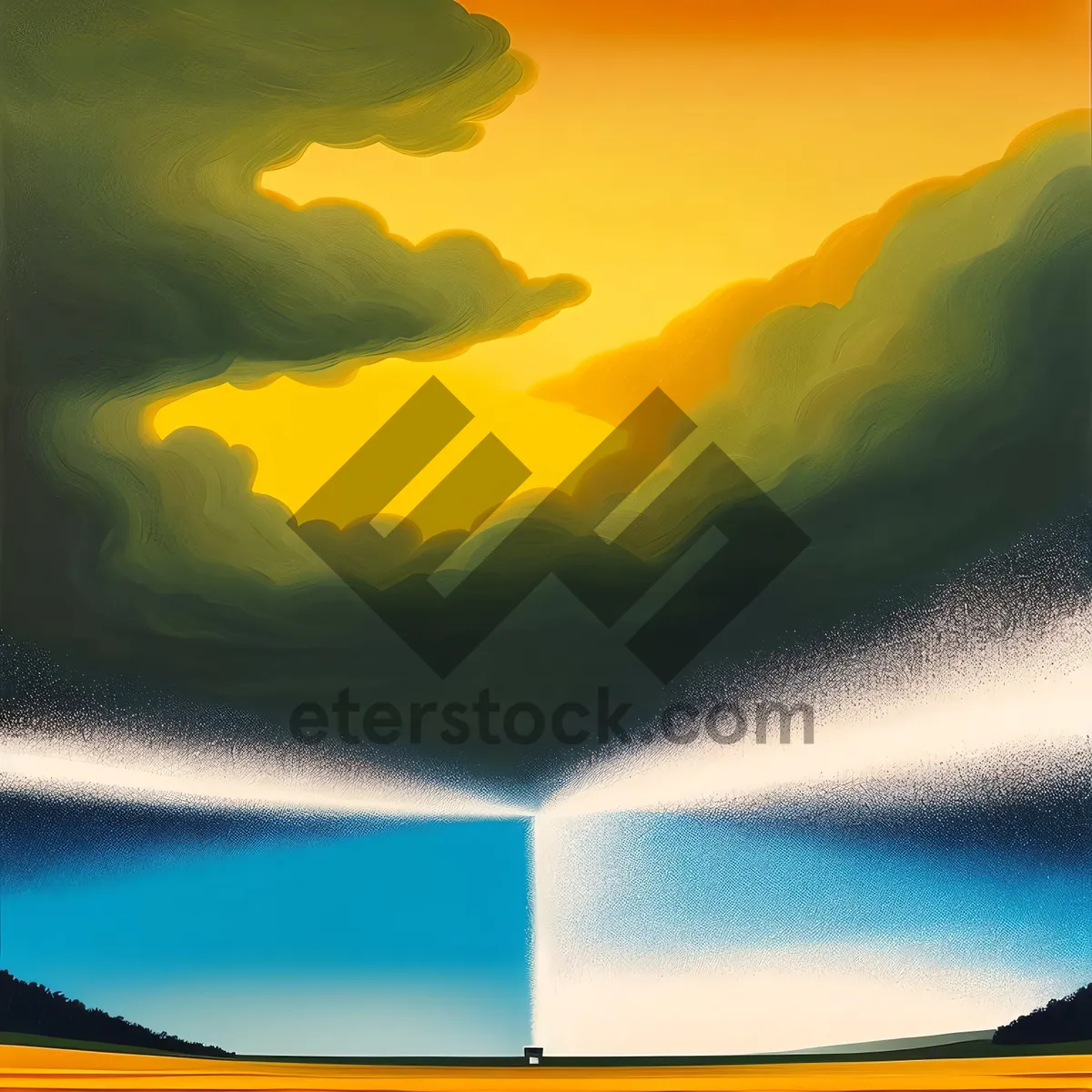 Picture of Vibrant Sunset Over Rural Landscape