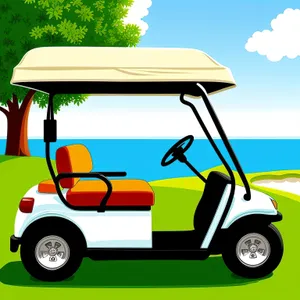 Golfer driving a golf cart at the course