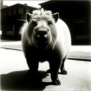 Adorable Domestic Pig - Cute farm mammal with a snout.