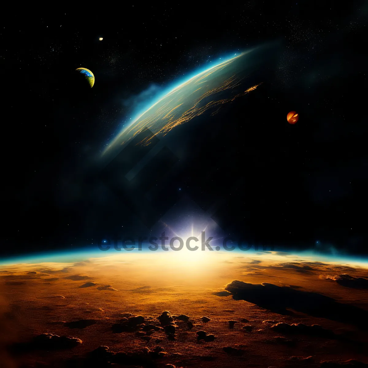 Picture of Moonlit structure in fantasy space sky