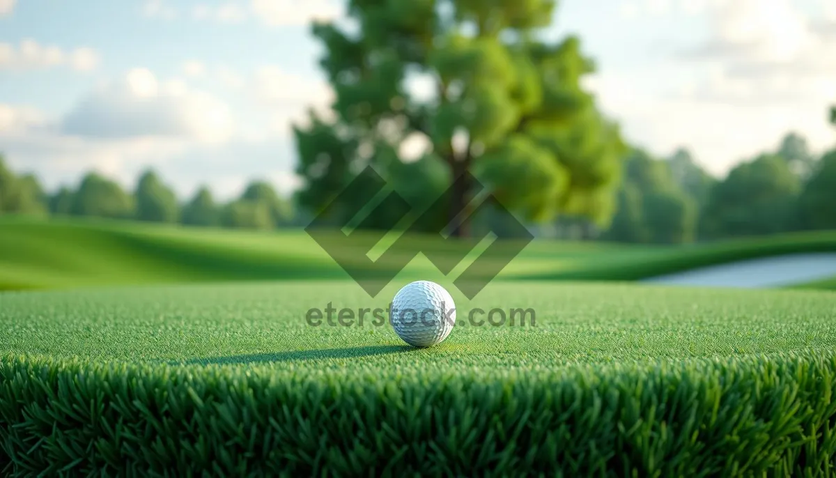 Picture of Golfer Driving Ball on Summer Golf Course Fairway