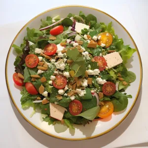 Fresh Vegetable Salad with Cheese and Chickpeas