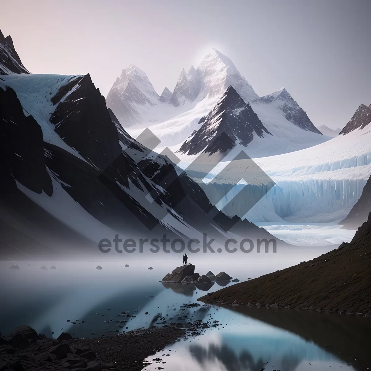 Picture of Snow-capped Glacier Peak in Majestic Mountain Landscape