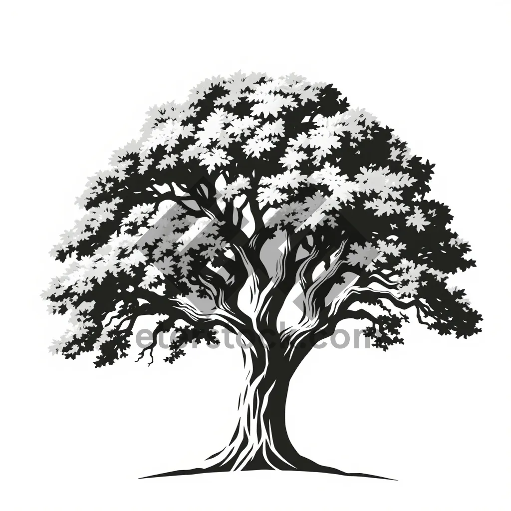 Picture of Seasonal Tree Silhouette with Floral Decoration in Natural Environment