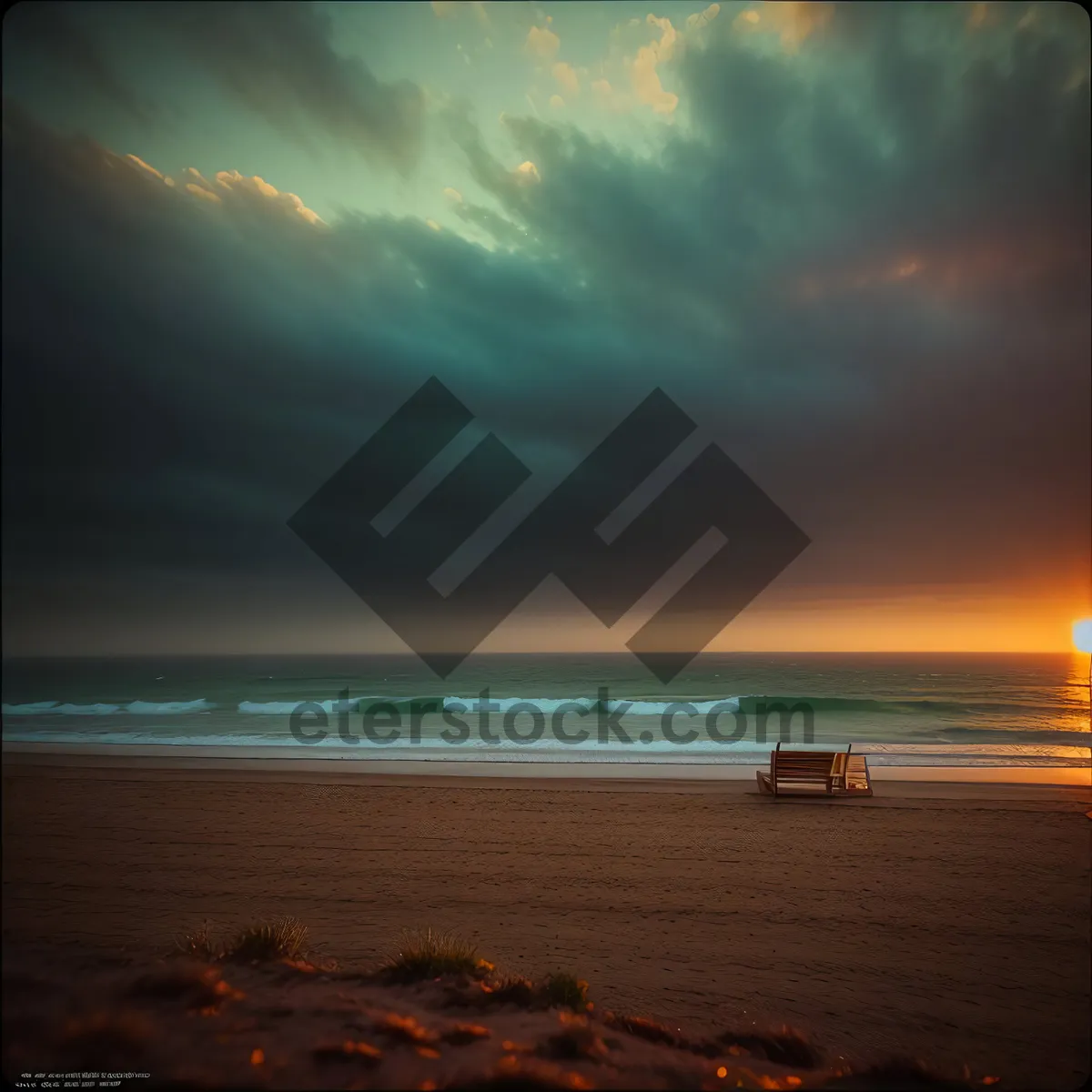 Picture of Golden Horizon: Serene Sunset over Tropical Beach