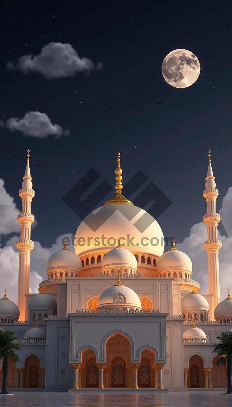 Picture of Ancient Turkish Mosque Tower with Dome Sky Views