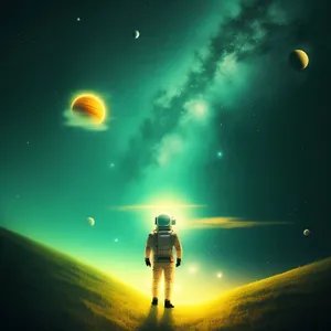 Bright Moon in the Night Sky.