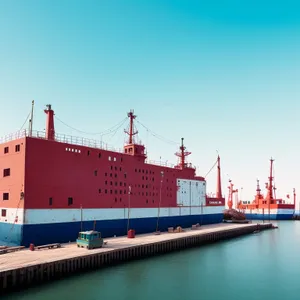 Container Ship Loading at Industrial Port