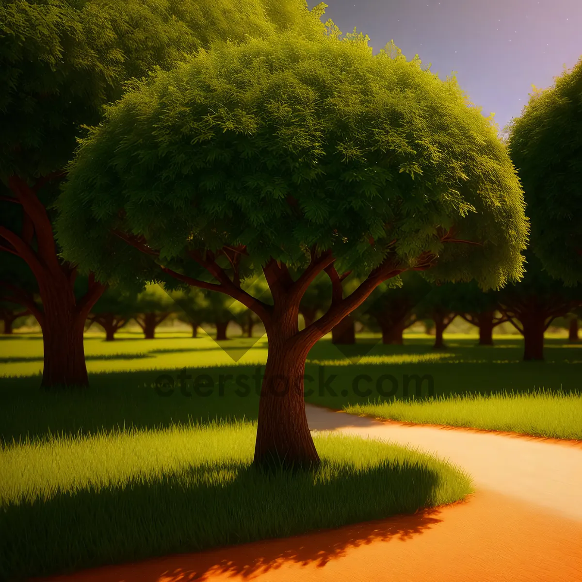 Picture of Serene Countryside: Majestic Oak and Lush Green Meadow