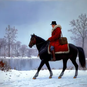 Thoroughbred Stallion in Equestrian Gear Riding Outdoors