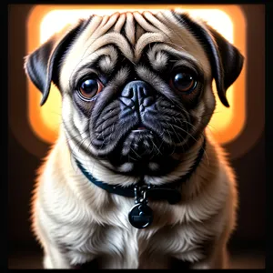 Cute Wrinkly Pug Puppy Portrait