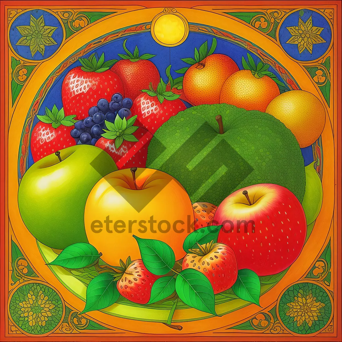 Picture of Healthy Fruit Tray: Apple, Banana, Citrus, Pear, Grapes