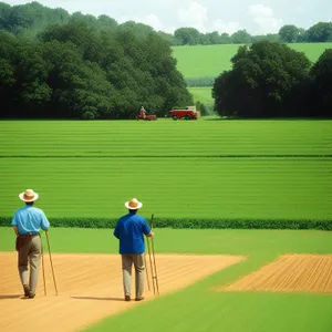 Golfers at Play on Beautiful Course