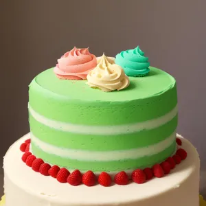 Pink birthday cupcakes with chocolate frosting and cream decoration.