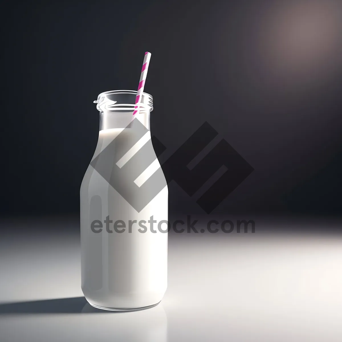 Picture of Fresh Dairy Milk in Clear Glass Bottle