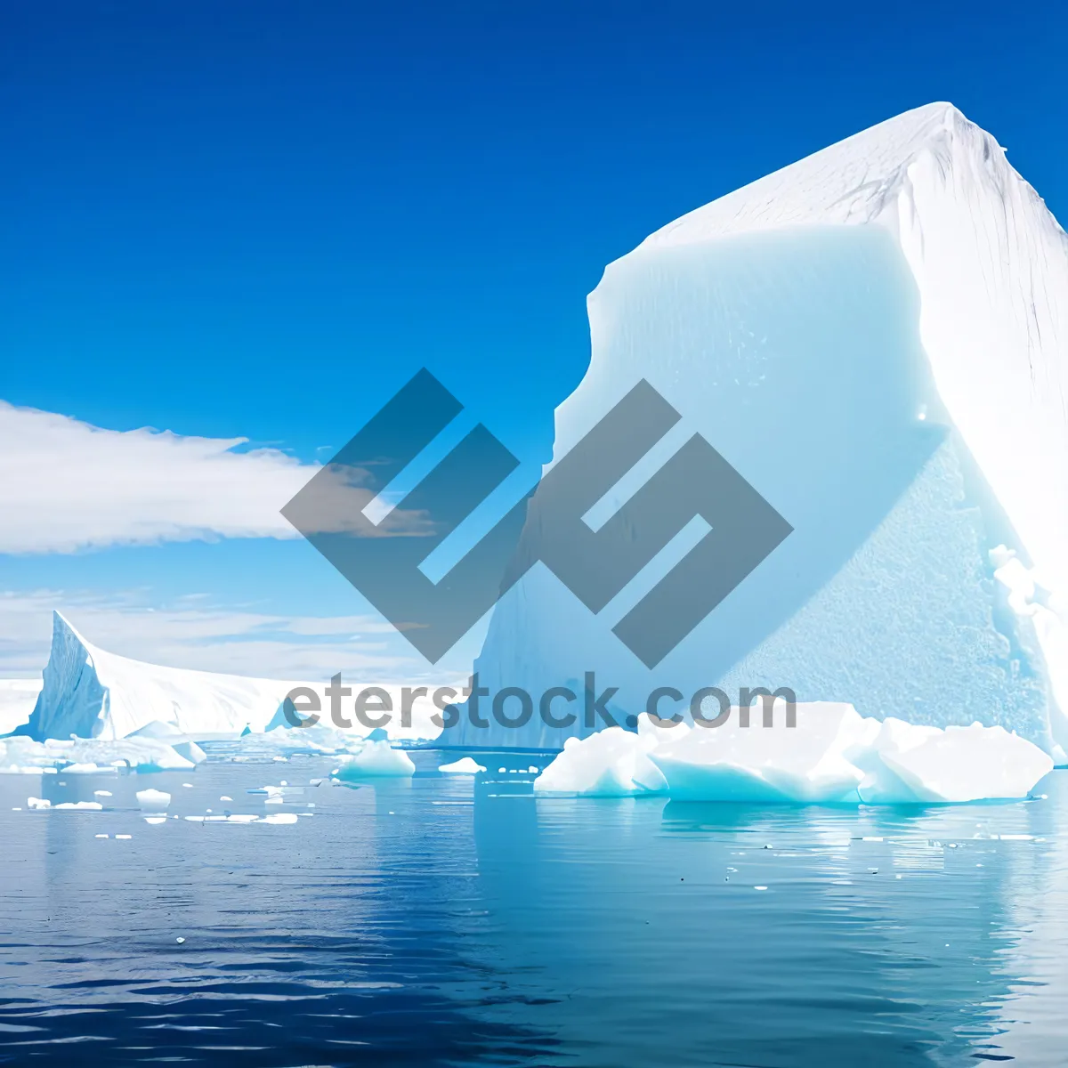 Picture of Frozen Arctic Seascape: Majestic Snow-Capped Iceberg in Icy Waters