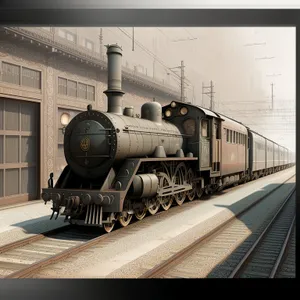 Vintage Steam Train on Railway Tracks