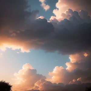 Sunset Over Clear Summer Sky
