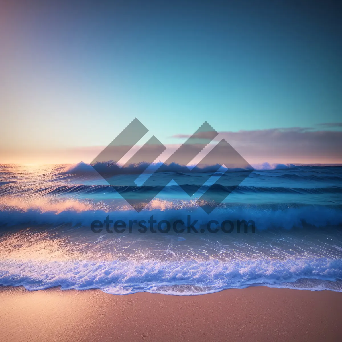 Picture of Serene Coastal Sunset: Tranquil Waves Embrace the Horizon