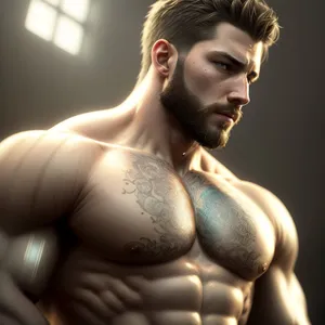 Seductive Male Bodybuilder Exuding Masculinity