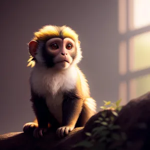 Cute Macaque Monkey in Natural Jungle Setting