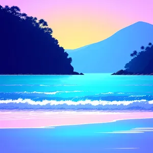 Serene Coastal Sunset over Turquoise Waters