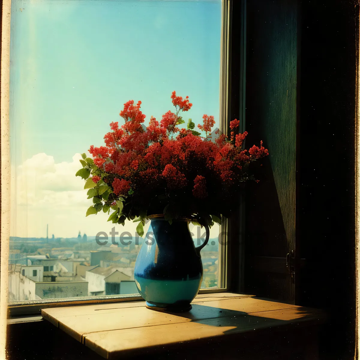 Picture of Floral bouquet on windowsill vase decoration