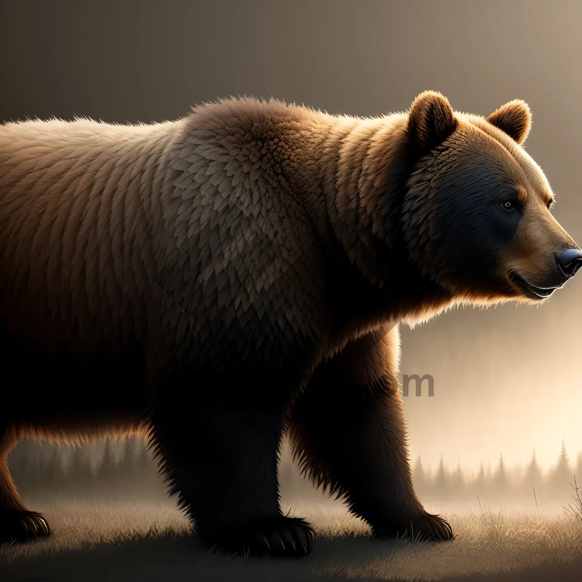 Picture of Cute Brown Bear in Wildlife