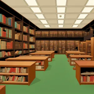 Modern Library Interior with Books and Table