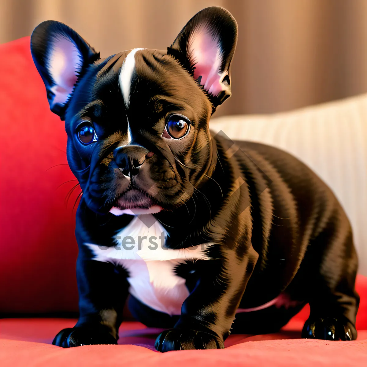 Picture of Adorable Purebred Bulldog Puppy with Wrinkles