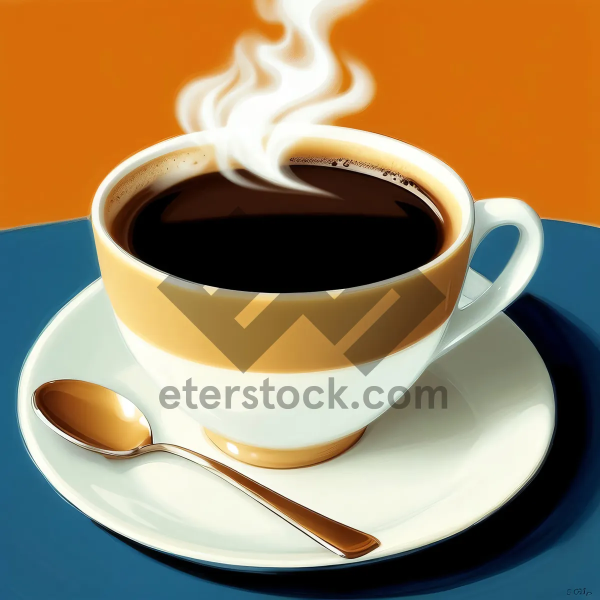 Picture of Hot Caffeinated Beverage in Ceramic Cup with Saucer