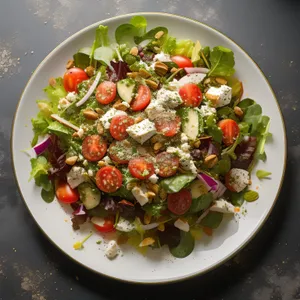 Fresh Gourmet Salad with Tomato and Pepper