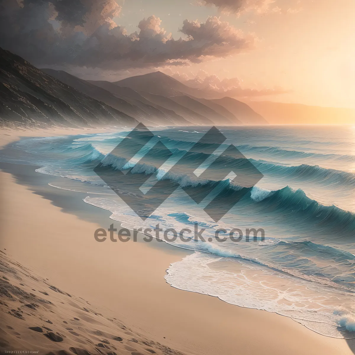 Picture of Serene Sunset Over Tropical Coastal Beach