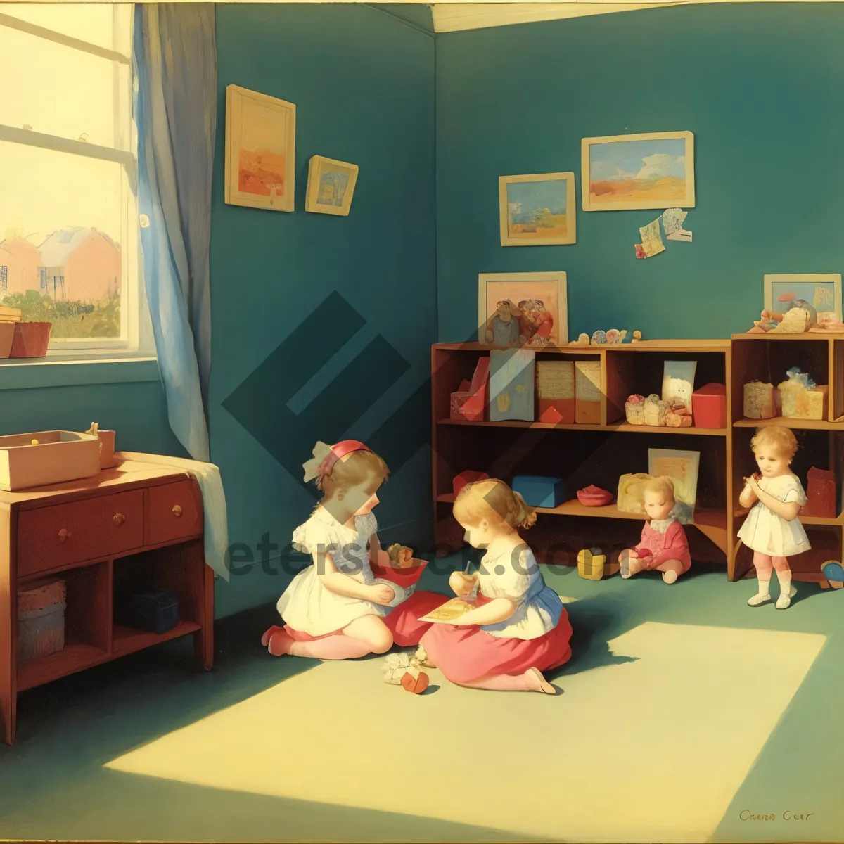 Picture of Modern Classroom with Teacher and Students Using Laptops