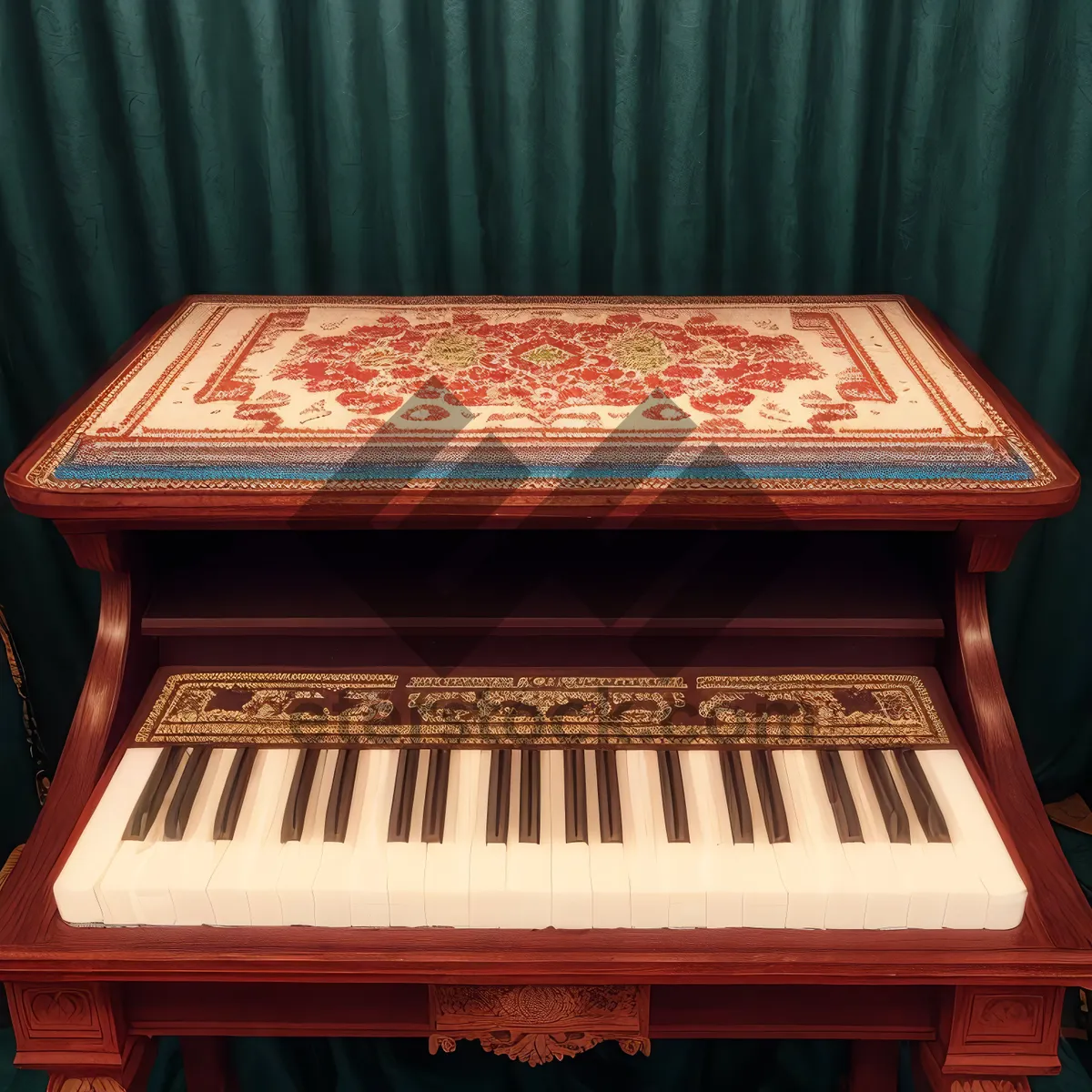 Picture of Music Stool with Harmonium and Keyboard Instrument