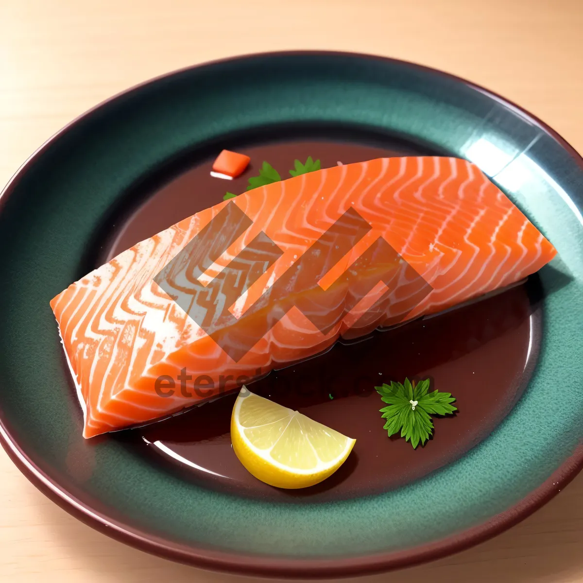 Picture of Delicious Gourmet Salmon Meal in Restaurant