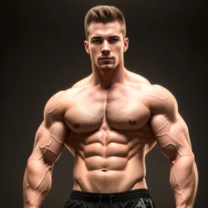 Muscular, Sexy Bodybuilder Flexing Biceps