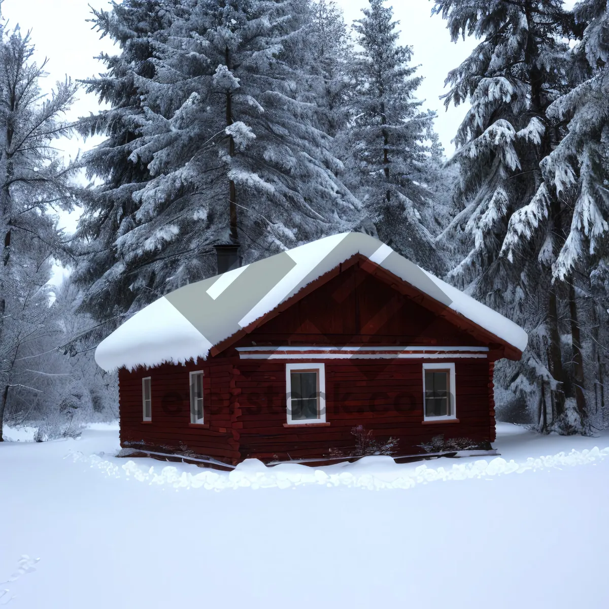 Picture of Snowy Mountain Barn in Winter Wonderland