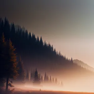 Snowy Mountain Landscape with Ski Slope