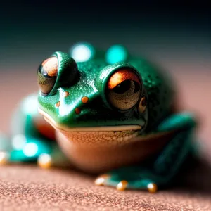 Eye-catching Tree Frog Peeking through Leaves