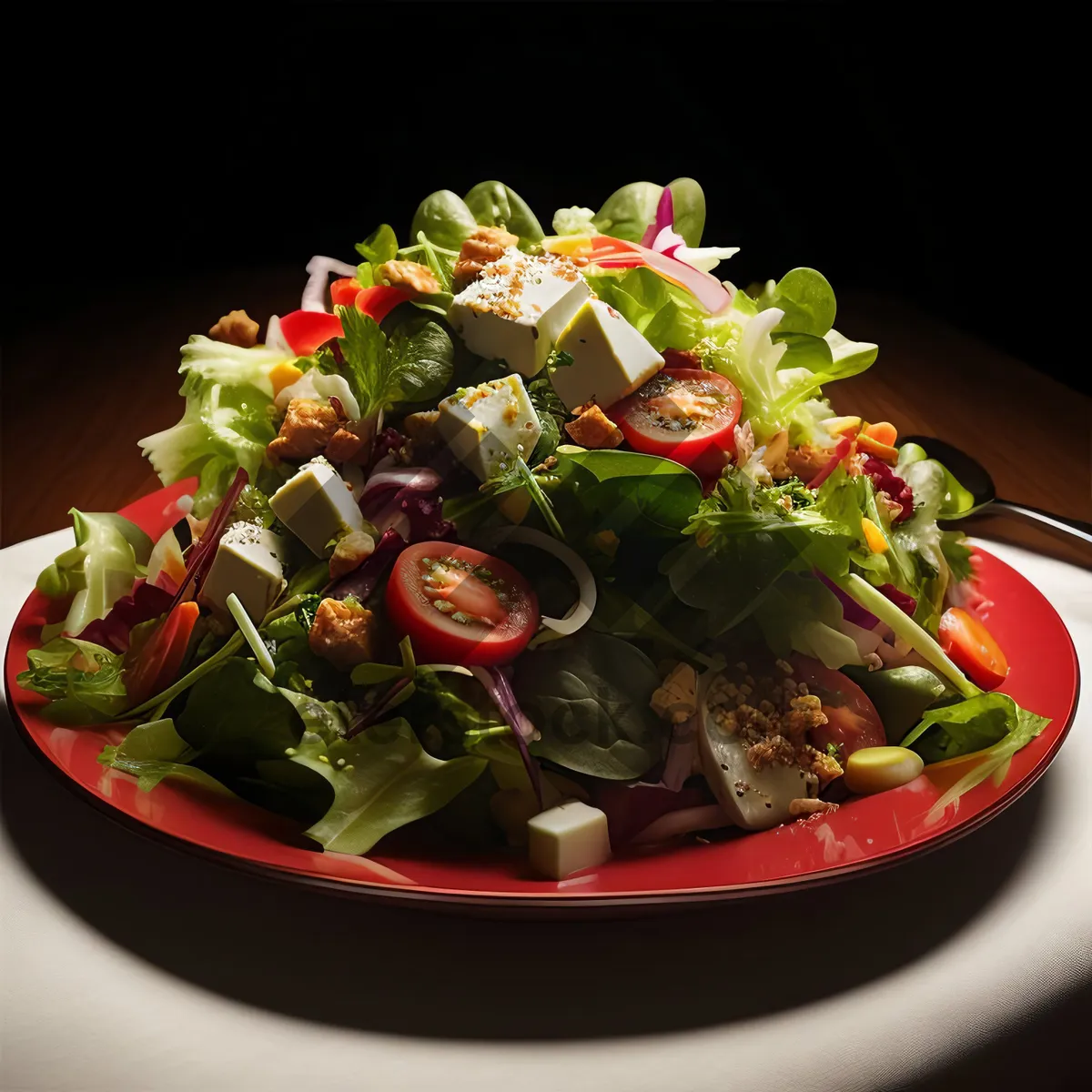 Picture of Nutritious and Delicious Vegetable Salad with Fresh Greens