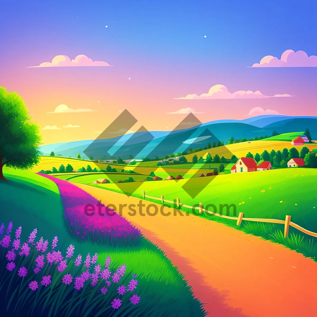 Picture of Sprawling Golf Course Under Sunny Summer Skies