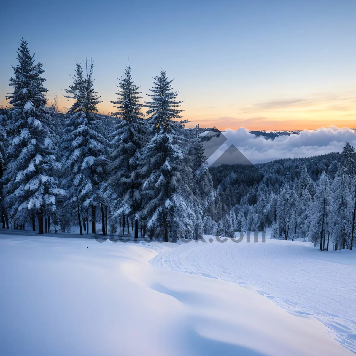 Picture of Wintry Wonderland: Majestic Snow-Covered Mountain Landscape