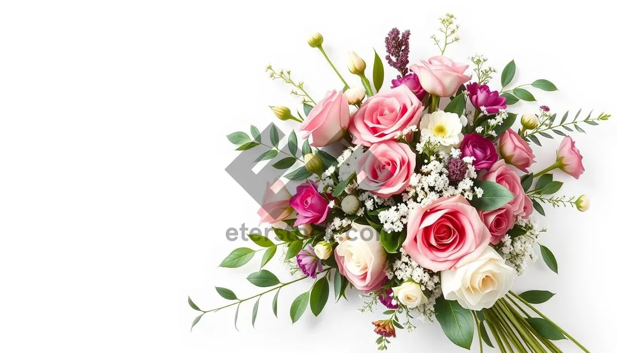 Picture of Pink rose flower bouquet for spring celebration decor.